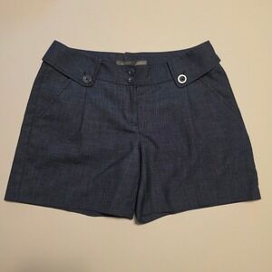 Smart Set Regular Fit Tailored Dress Shorts Dark Blue Heathered Size 6